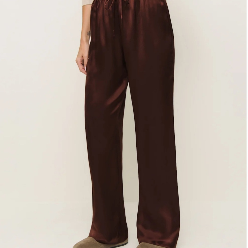Reformation Olina Silk Pant Brown - Size M